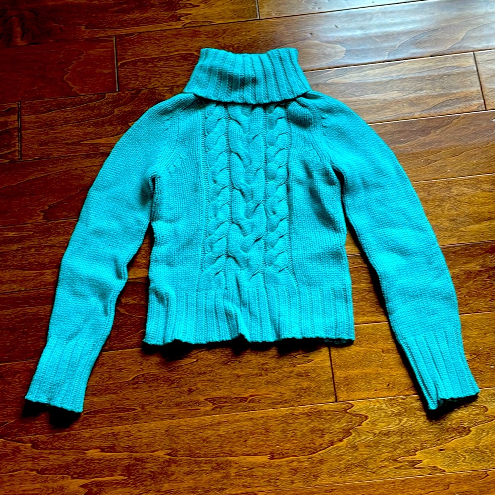 Express Wool Cashmere Blend Teal Turtleneck Sweater